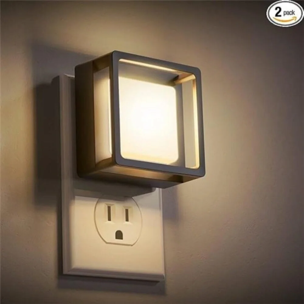 LED Night Light Plug Into Wall with Dusk-to-Dawn Sensor Dimmable White [2 Pack]